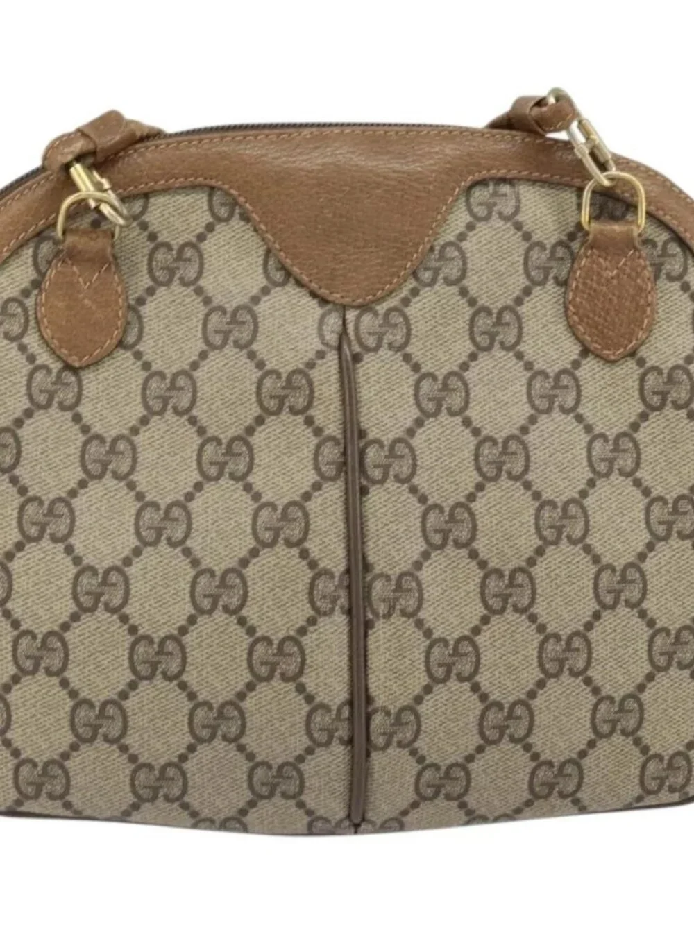 GUCCI GG Supreme Web Sherry Line Bag PVC Beige Gold 68 02 047 Auth 172006
